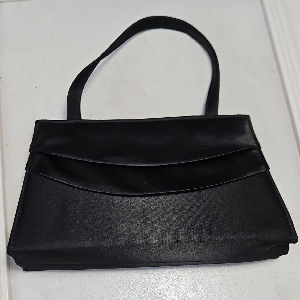 Icing Black Sateen Evening Bag Purse